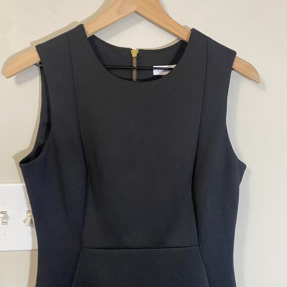Calvin Klein Sleeveless Seam Front Scuba Crepe Crew Neck Sheath Dress Black Sz 8 - Picture 3 of 12